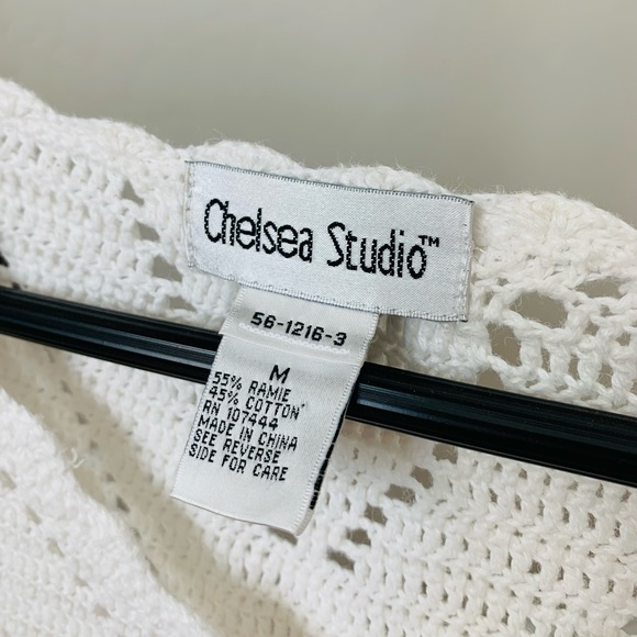 Chelsea Studio | White Crocheted Cardigan - Picture 3 of 6